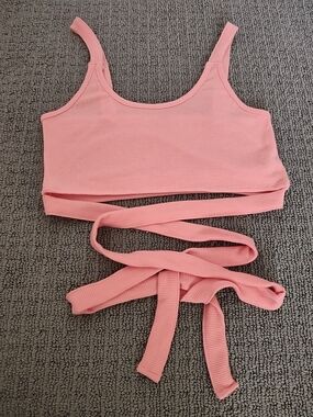 Ribbed Orange Wrap Crop Tank